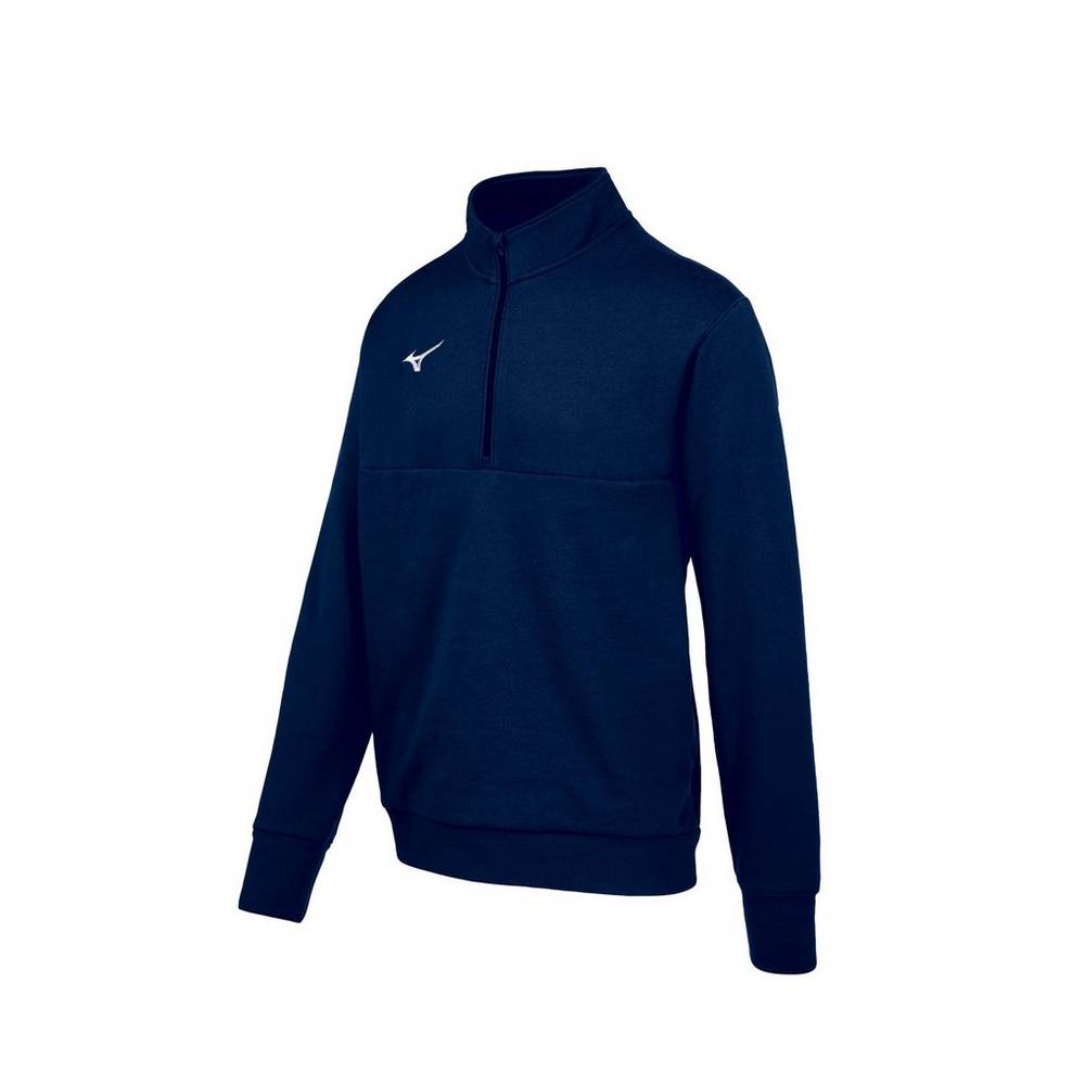 Pullover Mizuno MZ1 1/4 Zip Fleece Hombre Azul Marino Outlet MGSC-30945